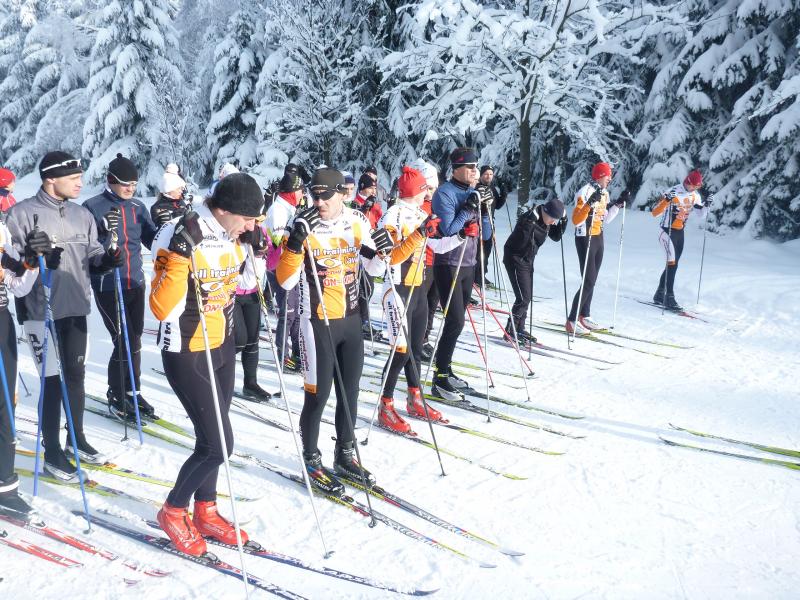 Ski kemp Benecko 13.1.2013 - den 4. - rozcvička, technika, závod